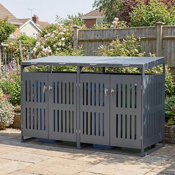 Metal trash can enclosure