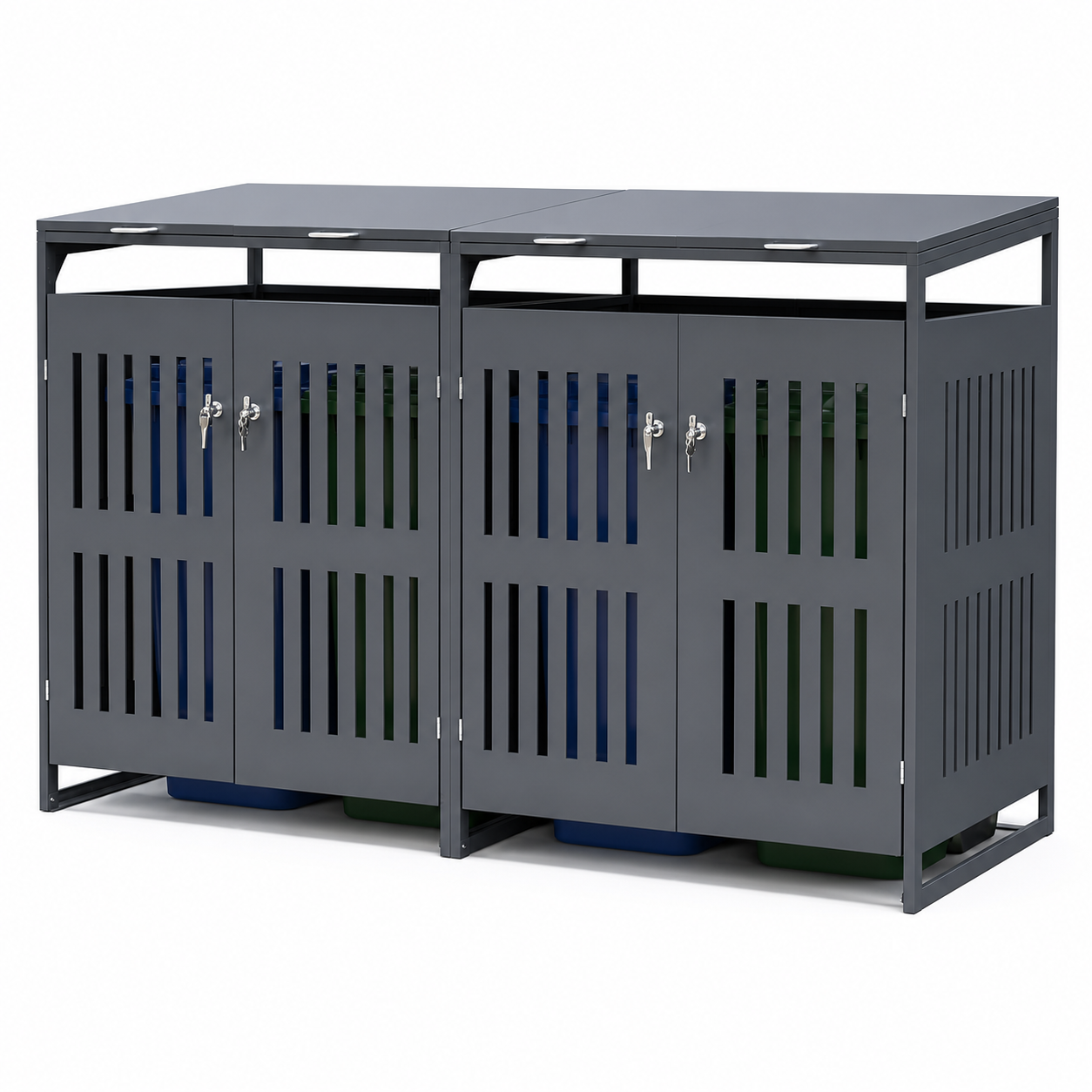 Metal quad trash can enclosure product view